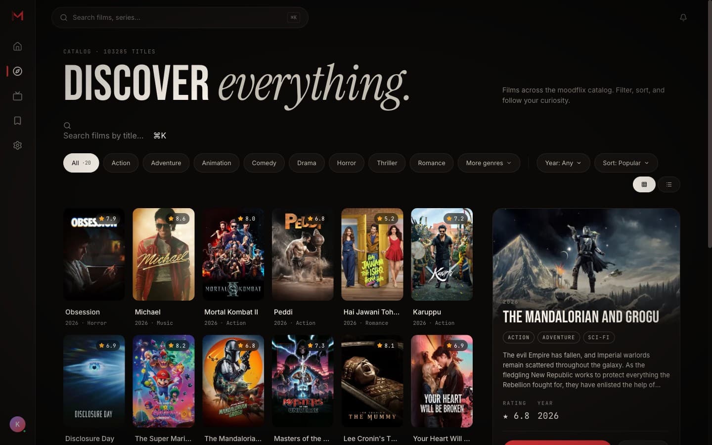 MOODFLIX — TASTE-RANKED CATALOG