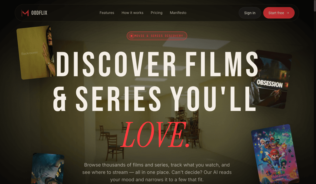 MOODFLIX website screenshot